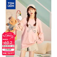 唐狮 TONLION2024早秋女蝴蝶结图案长袖t恤TB 雾霾粉 L