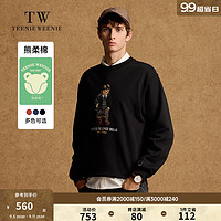 Teenie Weenie Men小熊男装圆领卫衣2024秋季休闲时髦印花套头上衣 黑色 185/2XL