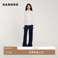SANDRO2024秋季女装法式宫廷风领口钻饰白色衬衫SFPCM01271 10/白色 1