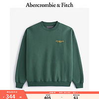 ABERCROMBIE & FITCH男装 24秋季时尚休闲刺绣小logo抓绒圆领卫衣KI122-4234 绿色 （背面有印花） L (180/108A)