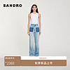 SANDRO2024早秋女装做旧新复古回潮直筒牛仔裤长裤SFPJE00606 J002/浅牛仔蓝 40