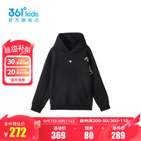 361°361度童装男童连帽卫衣2024年秋季中大童卫衣 经典黑 170cm