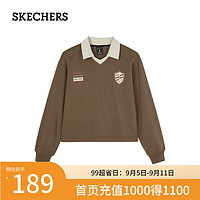 斯凯奇（Skechers）男女学院风潮流撞色时尚舒坦抗皱简约L424W063 丝雾棕/04R7 L