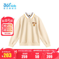 361°361度童装男童长袖POLO衫2024年秋季中大童 淡米色 140cm