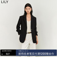 丽丽 LILY2024秋新款女装一粒扣OL商务通勤干练正肩修身收腰西装外套女 510黑