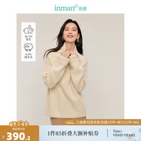 茵曼（INMAN）兔毛+羊毛高领毛衣2024冬季女装休闲宽松长袖保暖针织衫 杏色 M