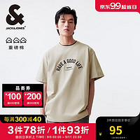 杰克琼斯 杰克·琼斯（JACK&JONES） 潮百搭学院风刺绣字母重磅纯棉宽松短袖T恤男装224201090