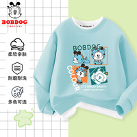 BoBDoG巴布豆儿童卫衣秋季拼接长袖男童针织上衣青少年休闲衣服百搭舒适 绿 四格变装巴布 165