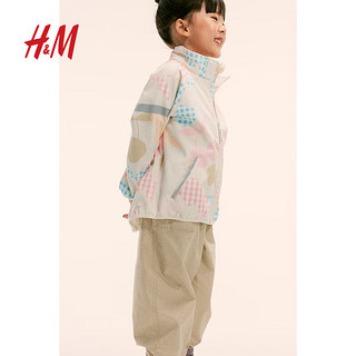 H&M2024秋季童装男童女童防风防泼水软壳户外夹克外套1242922 浅米色/樱桃 150/76