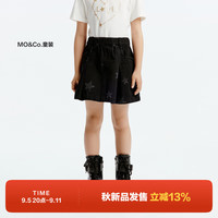 little MO&Co.little moco童装24秋装女童甜酷纯棉牛仔短裙半身裙带裤 牛仔黑色 150/61