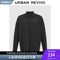 UR2024秋冬男装轻熟风肌理感贴袋宽松开襟衬衫UMM240008 黑色 S