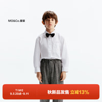 little MO&Co.little moco童装24秋装男童纯棉长袖衬衫领结白衬衣演出服 本白色 140/68