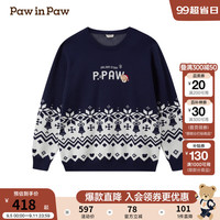 PawinPaw卡通小熊童装2024年秋冬男女童圣诞圆领毛衣舒适软糯 Navy藏青色/59（成人款） 180cm