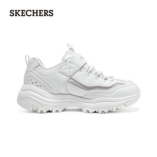 斯凯奇（Skechers）亲子鞋休闲老爹鞋透气小白鞋312038L 白色/银色/WSL 35码