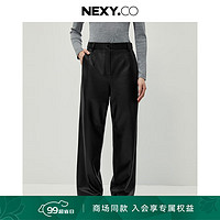 奈蔻NEXY.CO/2024年冬季通勤绵羊皮直筒休闲长裤 黑色 2XL