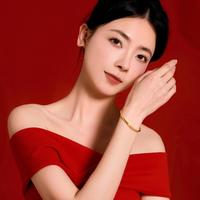 梦金园黄金手镯女足金光面素圈推拉金手环活口手饰