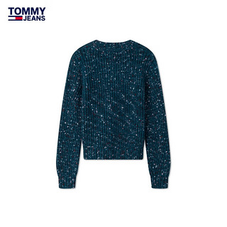 TOMMY JEANS24秋冬女装慵懒风刺绣杂花宽松V领针织开衫DW0DW18672 蓝绿色斑点CWG M