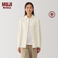 无印良品（MUJI）女式 法兰绒 衬衫领长袖衬衫 女士衬衣外套秋冬款 格子衫女装 米白色 S (155/80A)