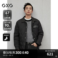 GXG男装 【衬衫式】pu袋盖休闲轻薄羽绒服男保暖外套 24冬季 黑色 180/XL