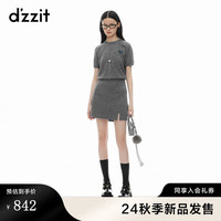 DZZIT地素针织衫2024秋季新款复古都市高智感穿搭上衣女 中灰色