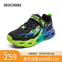 斯凯奇（Skechers）网鞋简约百搭亮灯鞋400103L 黑色/蓝色/柠檬色/BBLM 29码