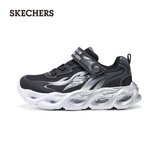 斯凯奇（Skechers）网鞋简约百搭亮灯鞋400103L 黑色/银色/BKSL 33.5码