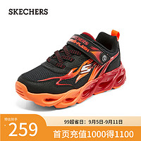 斯凯奇（Skechers）网鞋简约百搭亮灯鞋400103L 黑色/红色/BKRD 34码