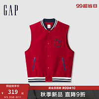 Gap男女装2024初秋贴布绣logo无袖棒球服外套活力背心639071 红色 175/96A(L) 亚洲尺码