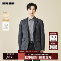 利郎(LILANZ)提花毛呢西服外套男冬季修身时尚含绵羊毛男士西装上衣 黑灰(23DYR9221S) 170/84A