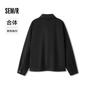 森马（Semir）外套男2024秋季纯色针织夹克工装上衣通勤 黑色90001 180/96A/XL