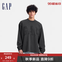 Gap男女装2024秋季字母logo长袖T恤简约百搭经典上衣637868 灰黑色 185/108A(XXXL) 亚洲尺码