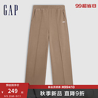 Gap女装2024秋季碳素软磨抓绒logo拼缝设计长裤针织裤640738 浅咖 155/58A(XS) 亚洲尺码