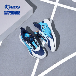 乔丹QIAODAN童鞋男童跑步鞋2024秋新款网面大童儿童鞋子旋钮扣运动鞋