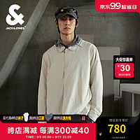 杰克·琼斯（JACK&JONES）秋季款男士翻领夹克基础外套宽松按扣纯色百搭上衣男224309002 C43 缎白色 165/88A/XS