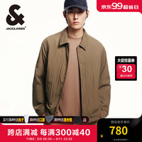 杰克·琼斯(JACK&JONES)秋季款男士翻领夹克基础外套宽松按扣纯色百搭上衣男224309002 E10 栗褐色 175/96A/M