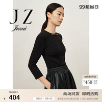 玖姿(JUZUI)慵懒百搭柔软上衣毛衫女2024秋季JWDQ31101 素黑 L