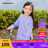 匡威（Converse）匡威儿童装女童上衣2024春秋新款中大童纯棉印花长袖T恤