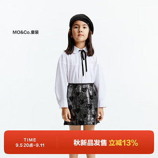 little MO&Co.little moco童装24秋装女童纯棉娃娃领蝴蝶结长袖白衬衫衬衣 本白色 140/68