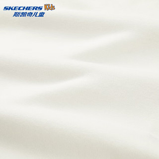 Skechers斯凯奇男女童秋冬加绒舒适柔软针织连帽套头卫衣L424K045 纯净白/01SV 165cm