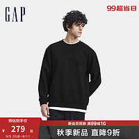 Gap男女装2024秋季胶印logo肌理感圆领卫衣简约上衣637736 黑色 185/104A(XXL) 亚洲尺码