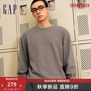 Gap男女装2024秋季胶印logo肌理感圆领卫衣简约上衣637736 褐色 175/96A(L) 亚洲尺码