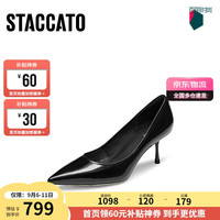 思加图2024秋季优雅气质高跟鞋浅口单鞋女ED344CQ4 复古黑 40