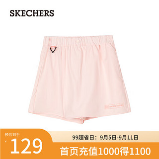 斯凯奇（Skechers）2024夏季女童梭织裙裤休闲半身裙P224G061 浅凤仙花粉/02P1 L