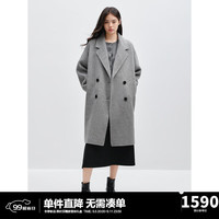 太平鸟大师甄绒系列优雅羊驼毛茧型双面呢大衣女冬新长款毛呢外套