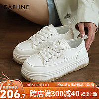 达芙妮（DAPHNE）达芙妮厚底增高小白鞋女鞋2024春季鞋子女百搭松糕底休闲鞋ZJ 米白色【奶fufu百搭】 36