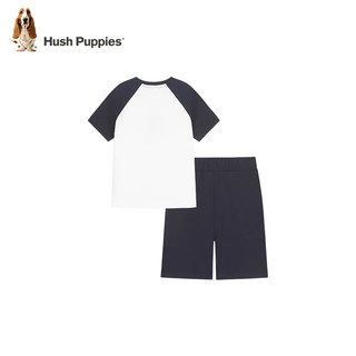 暇步士（Hush Puppies）童装男女童2024夏季柔软精梳棉毛圈休闲感舒适运动套装 藏蓝 120cm