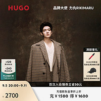 HUGO【力丸同款】 男士2024秋季堆叠风徽标棉质混纺绞花针织毛衣 279-米黄色 M