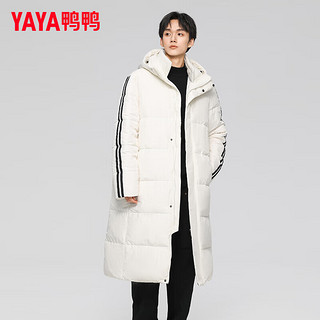 鸭鸭羽绒服鸭鸭（YAYA）羽绒服男长款过膝2024年冬季时尚宽松连帽休闲百搭保暖外套JS 米色 190