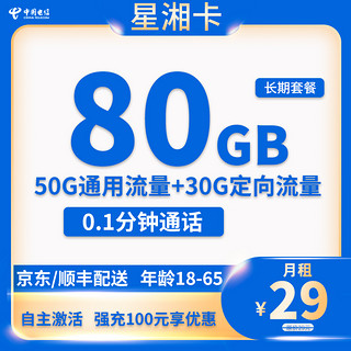 中国电信 电话卡手机卡流量卡长期套餐5g高速学生上网卡全国通用smzdm