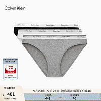 Calvin Klein内衣24秋季新款女士三条装ck提花腰边性感比基尼内裤女QP3276O P1- 3条